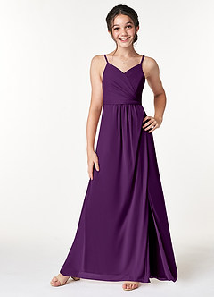 Azazie Luxy Junior Grape Pleated Mesh Dress image3