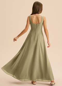 Azazie Lambie Junior Moss Green A-Line Pleated Chiffon Dress image8