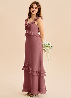 Azazie Tavie Junior Amethyst A-Line Ruched Chiffon Dress image6