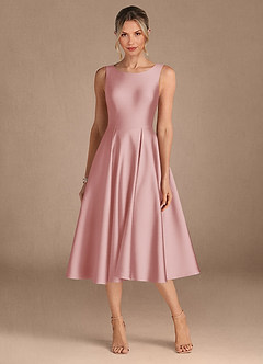 Azazie Fulton Moeder van de bruid jurken A-Lijn Jurk van Stretch Satijn Geplooid Poederroze image5