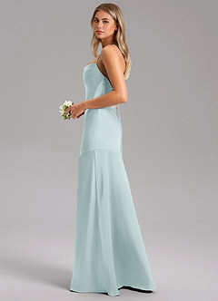 Azazie Grata Bridesmaid Dresses Mist Sheath Side Slit Stretch Satin Dress image5