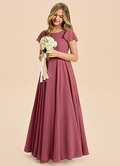 Azazie Cady Junior A-Linie Plissee Chiffon Kleid Merlot image4