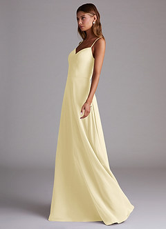 Azazie Marley 신부 들러리 드레스 A라인 오프 더 숄더 쉬폰 바닥 길이 드레스 image6