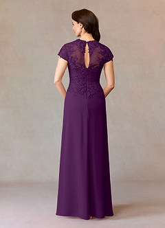 Azazie Junie Mère de la mariée Robes Robe Trapèze en Mousseline de soie Dentelle Grain De Raisin image2