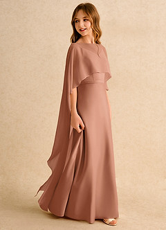 Azazie Fishie Junior Formal Jurken voor bloemenmeisjes A-Lijn Jurk van Mat Satijn Bronzeertint image6