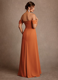 Azazie Amherst Moeder van de bruid jurken A-Lijn Jurk van Chiffon Off the Shoulder Kaneel image3
