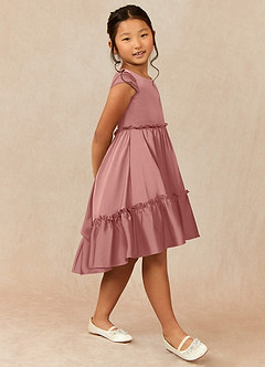 Azazie Lee Flower Girl Dresses Rosette A-Line Bow Stretch Satin Dress image3