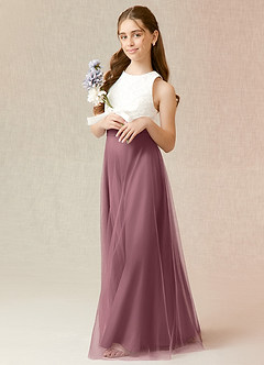 Azazie Albertine Junior Amethyst A-Line Lace Chiffon Dress image4