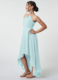 Azazie Oaklynn Junior Sea Glass A-Line Pleated Chiffon Dress image4
