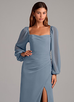 Azazie Brixley Bridesmaid Dresses Twilight Mermaid Long Sleeve Chiffon Dress image7