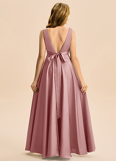 Azazie Gabby Junior Linia A Pofałdowany Satyna elastyczna Długość podłogi Młodsza druhna Sukienka image6