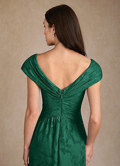 Azazie Myrtle Mère de la mariée Robes Robe Trapèze en Blumen-Burnout Plissée émeraude image6