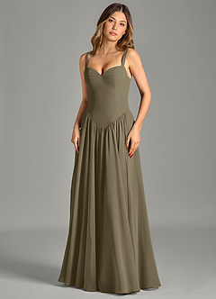 Azazie Evadina Suknie dla druhen Linia A Gorset Szyfon Do ziemi Sukienka image4