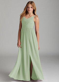 Azazie Chanel Junior Jurk van Chiffon met A-Lijn Sweetheart Halslijn Stoffige Salie image3