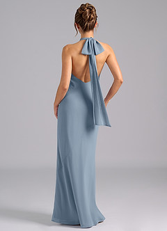 Azazie Velli Bridesmaid Dresses Dusty Blue Mermaid Bow Chiffon Dress image2