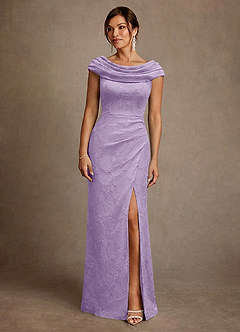 Azazie Irvine Mother of the Bride Dresses Lilac A-Line Pleated Floral Burnout Dress image3
