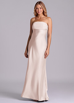 Azazie Ailanie Brudtärnklänningar Klä av Tubklänning i Stretch Satin Axelbandslös Rodnande Rosa image1