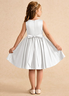 Azazie Prima Flower Girl Dresses White A-Line Bow Matte Satin Dress image2