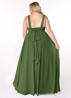 Azazie Kora Brautjungfernkleider A-Linie Plissee Chiffon Kleid Olivgrün image8