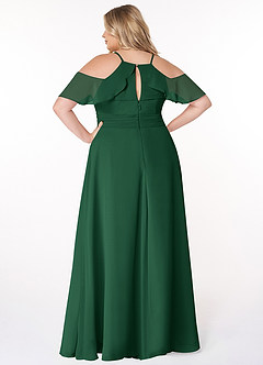 Azazie Dakota Bridesmaid Dresses Dark Green A-Line V-Neck Pleated Chiffon Dress image7