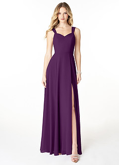 Azazie Julie Bridesmaid Dresses Grape A-Line Sweetheart Neckline Chiffon Dress image1