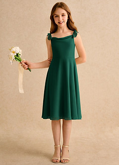 Azazie Pup Girls Formal Flower Girl Dresses Emerald A-Line Pleated Chiffon Dress image5