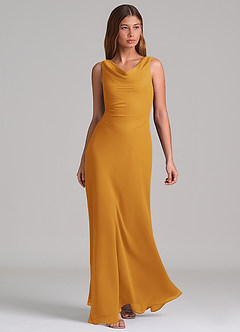 Azazie Nerine Brudtärnklänningar Klä av A-Linje i Chiffong Plisserad Knäck image1