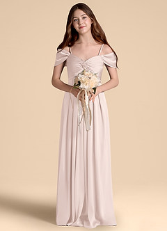 Azazie Kaitlynn Junior Jurk van Stretch Satijn met A-Lijn Off the Shoulder Blozend Roze image4