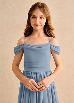 Azazie Shia Junior Formal Sukienki dla dziewczynek sypiących kwiaty Linia A Zza ramienia Szyfon Długość podłogi Sukienka image6