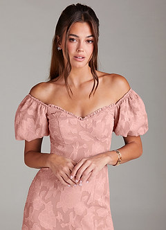 Azazie Evalina Bridesmaid Dresses Rosette Sheath Floral Burnout Dress image2