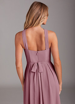 Azazie Dixie Bridesmaid Dresses Vintage Mauve A-Line Halter Pleated Chiffon Dress image6