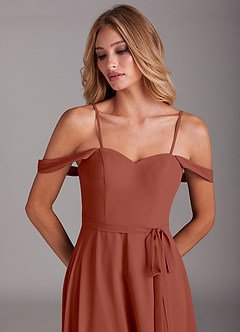 Azazie Aaron Bridesmaid Dresses Auburn A-Line Off the Shoulder Chiffon Convertible Dress image2