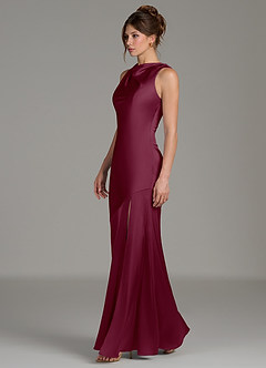 Azazie Kiara Robes de demoiselle d'honneur Robe Sirène en Satin extensible Plissée Mûre image3