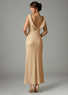 Azazie Kieryn 신부 들러리 드레스 인어 주름진 스트레치 새틴 발목 길이 드레스 image5