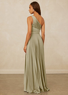 Christian Siriano Bridal for Azazie 1008 Bridesmaid Dresses Moss Green A-Line One Shoulder Stretch Satin Dress image2