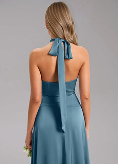 Azazie Tracie Bridesmaid Dresses Bermuda A-Line Side Slit Stretch Satin Dress image7