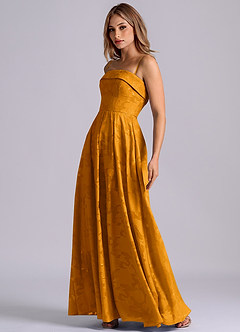 Azazie Lucienne Bridesmaid Dresses Butterscotch A-Line Strapless Floral Burnout Dress image7
