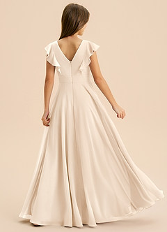 Azazie Anysa Junior Robe Trapèze en Mousseline de soie Rayé Albâtre Blanc image2