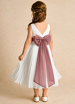 Azazie Margot Flower Girl Dresses Ivory Desert Rose A-Line Pleated Chiffon Dress image5