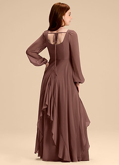 Azazie Clara Junior Abito A-Line in Chiffon Blusa Espresso image8