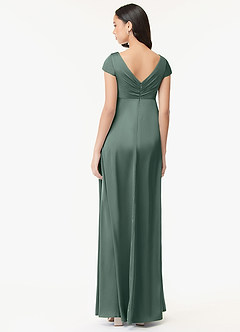 Azazie Allessia Maternity Bridesmaid Dresses A-Line Pleated Stretch Satin Floor-Length Dress image2