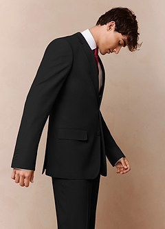 front Savile Black Wool Blend Suit Jacket