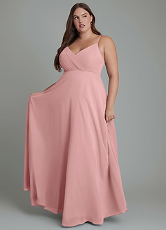 Azazie Amani Brautjungfernkleider A-Linie Plissee Chiffon Kleid Altrosa image7