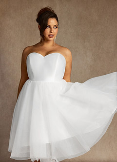 Azazie Gelsey Wedding Dresses Diamond White A-Line Sweetheart Neckline Tulle Dress image12