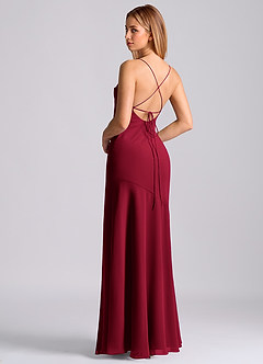 Azazie Grata Bridesmaid Dresses Burgundy Mermaid Pleated Chiffon Dress image2