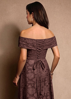 Azazie New Britain Abiti per la Madre della Sposa Abito A-Line in Burnout Floreale Plissettato Espresso image7