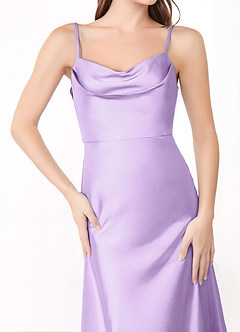 Azazie Alaija Bridesmaid Dresses Lilac Mermaid Side Slit Stretch Satin Dress image5