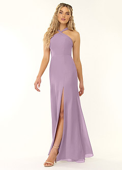 Azazie Rue Bridesmaid Dresses Wisteria A-Line Halter Chiffon Dress image4