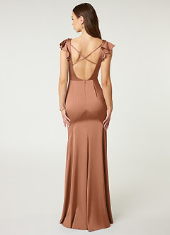 Azazie Vero Final Sale Amethyst Sheath Ruched Stretch Satin Dress image2