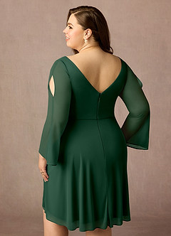 Azazie Teraso Mother of the Bride Dresses Dark Green A-Line Pleated Mesh Dress image15